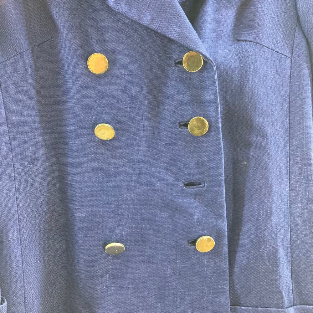 Vtg Frank Smith Saks Fifth Avenue Double Breasted Blue Wool Blend Blazer Coat 8 - Picture 3 of 13